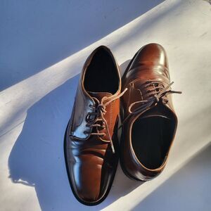 Zara Dressy Oxford Men's 9 Brown Shoes Plain Toe Burnished Lace Up New!